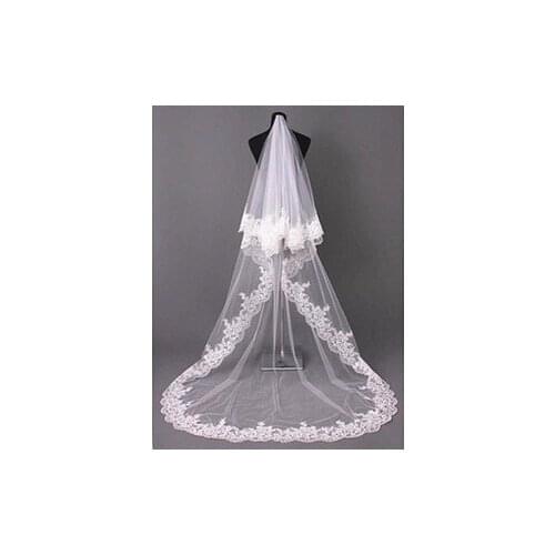 2-Layer Lace Bride veil White Ivory Wedding veil comb