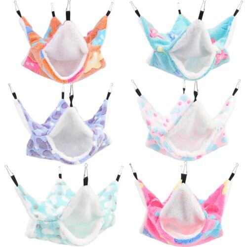 Pet Hamster Double Layer Warm Hammock Squirrel Sleeping Bag Coral Velvet Cotton Nest Sleeping Supplies For Small Pets