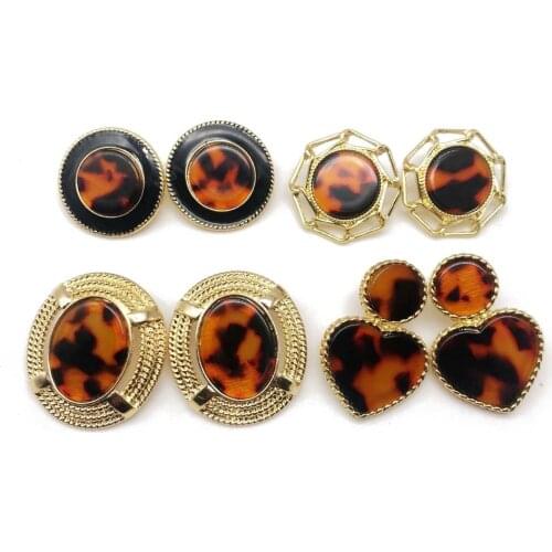 Geometric Alloy Tortoise Resin Elegant Sweet Earring