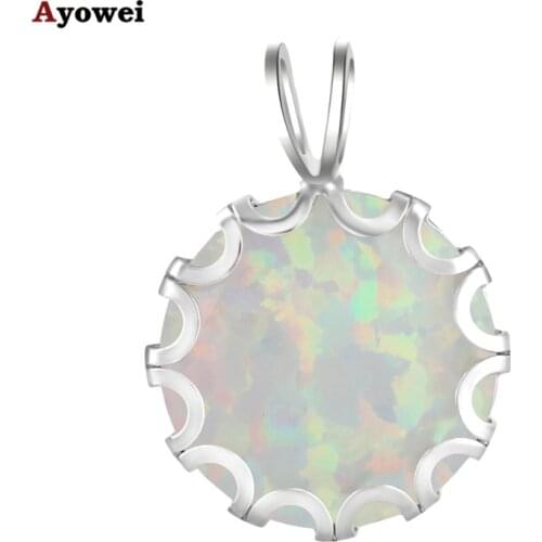 Graceful Pendant for women Retro round shape Wonderful White Fire Opal stamp Silver Fashion jewelry Pendants OP487A
