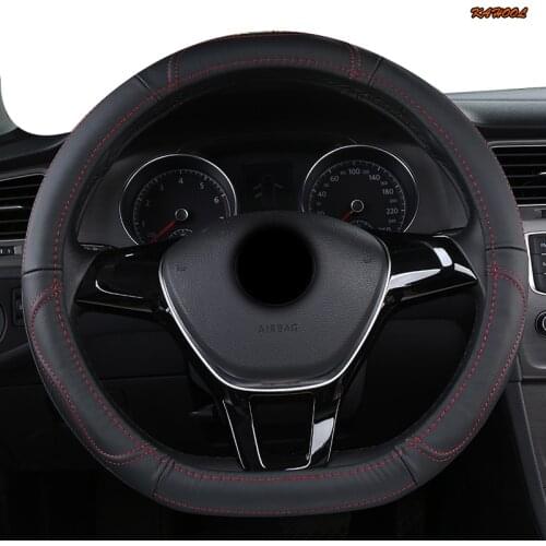 KAHOOL Leather Car Steering Wheel Cover For Fiat 500 500X Ducato Grande Punto Tipo Panda Freemont Bravo Stilo