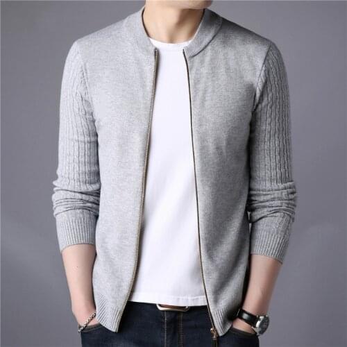 Zipper Cardigan Sweater Men Winter Round Neck Knitted Jacket Sweatercoat Slim Fit Casual Sweters Coats Brand Mens Knitwear