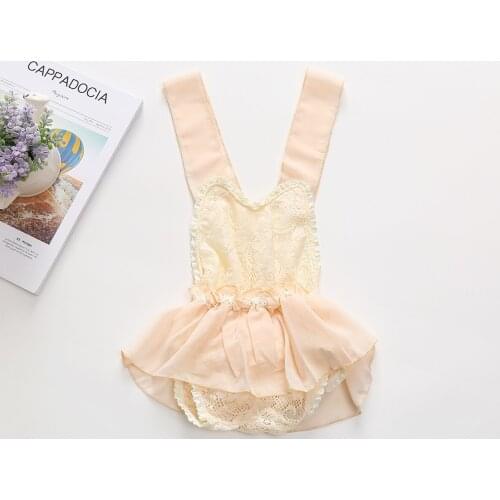 Girls' Lace Solid Color Suspender Jumpsuit Triangle Rompers Romper Childrens Clothing Boutique