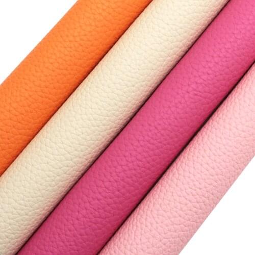 Lychee Pattern Faux Leather Sheets Solid Color Synthetic Leather Fabric 30x140cm for Hair Bows Earrings Shoes Handbags Crafts