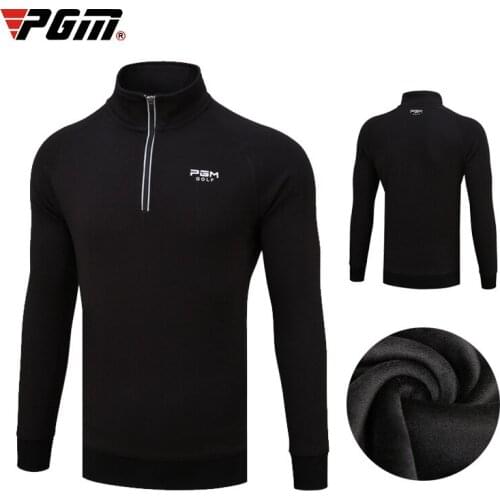 Pgm Autumn Winter Golf Apparel Men Long-Sleeved T-Shirt Windproof Fleece Warm Zip Collar Golf Sportswear Golf Clothing A7021