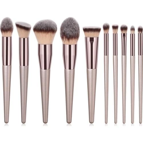 4/10pcs Champagne makeup brushes set for cosmetic foundation powder blush eyeshadow kabuki blending make up brush beauty tool