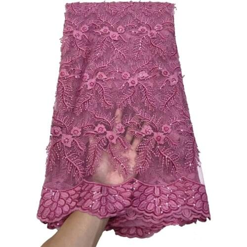 Nigerian Lace Fabric 2021 Fashion Sequined Lace For Wedding Latest African French Guipure Lace Embroidery High Auality 5yards