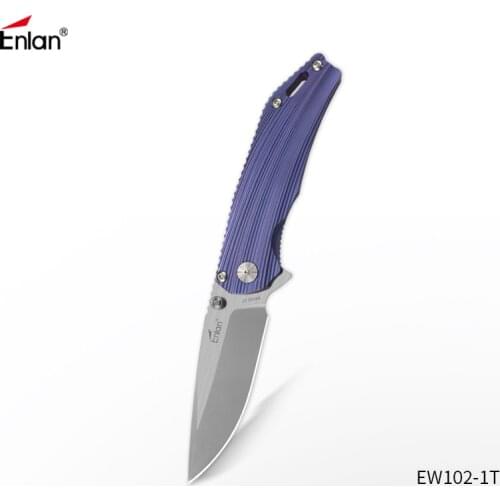 ENLAN Knives AUS-8 Blade Folding Knife, TC4 Handle Top Knifes Faca Tactical Hunting Survival Knives Camping Tool Rescue Tools