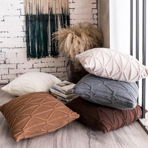 Wholesale Knitted Acrylic Fibers Cushion Cover 45*45 Chinese Style Decorative Throw Pillows Case Home Decoration Sofa Pillowcase