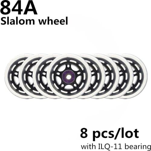 84A Durable Elastic Slalom Wheel for Roselle Weiqiu Inline Skates Wheels 76mm 80mm Roller Tire with ILQ-11 608 Bearing 8 pcs/lot