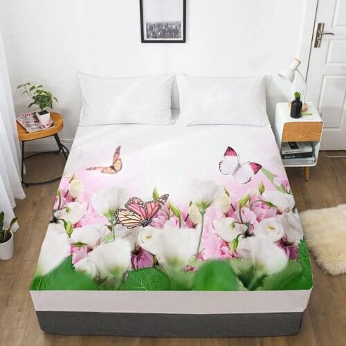 3D Fitted Sheet Custom Twin Full Queen King Size Mattress Cover With Elastic Bed Sheet 200x200 Bedding Rose Microfiber Drop Ship