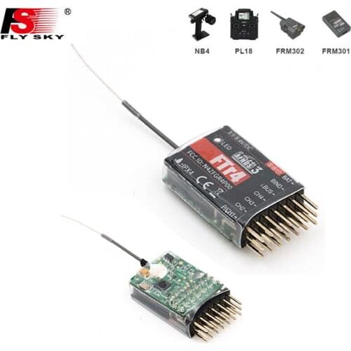 FlySky FTr4 2.4GHz 4CH AFHDS 3 RC Receiver for flysky NB4 PL18 RC Drone Fixed Wings Gliders RC Parts Support PWM/PPM/I.bus/S.bus