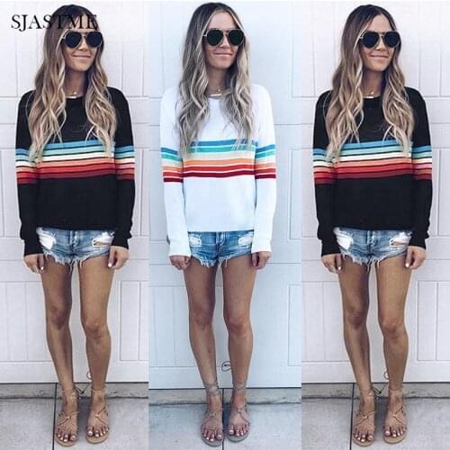 SJASTME Womens Striped T-shirts