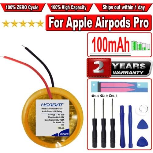 HSABAT 100mAh Earphones Replacement Battery for Apple Airpods Pro headphone airpods pro replacement battery 1154-100mAh
