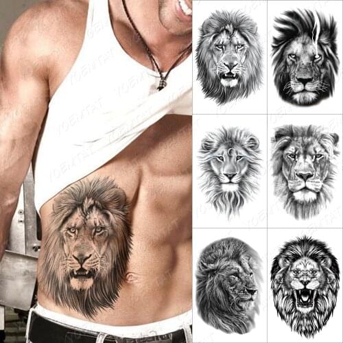 Waterproof Temporary Tattoo Stickers Tiger Lion Wolf Flash Ink Tattoos Man Henna Body Art Arm Water Transfer Fake Tatto Female