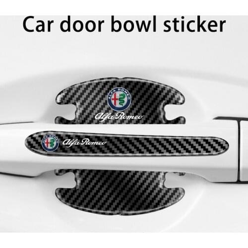 High-end Carbon Fiber Car Door Bowl Protection Sticker For Alfa Romeo Giulia Stelvio Mito Giulietta Tonale 147 156 159 166 TZ3
