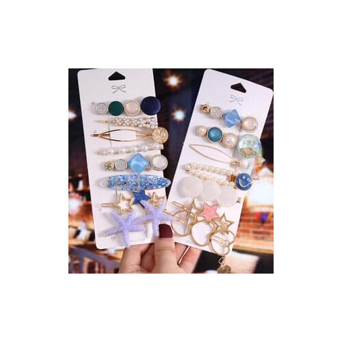 1Set Korea Elegant Pearls Hair Clips For Women Girls Hairpins Snap Jewelry Simulated Pearl Hairpins Hair Accessorie