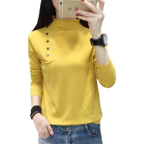 Half-high collar knit bottoming shirt long-sleeved pullover sweaters Womens autumn winter new loose inside sweater coat Female