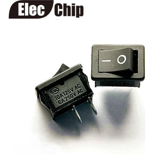 10Pcs/Lot Black Push Button Mini Switch 6A-10A 110V 250V KCD1 KCD1-101 2Pin Snap-in On/Off Rocker Switch 21MM*15MM BLACK