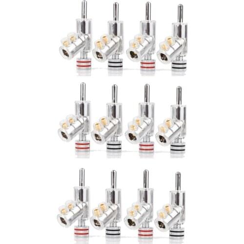 12Pcs Hi-End Rhodium Plated LOCK Speaker Cable Banana Plug Connector DIY Speaker Cable