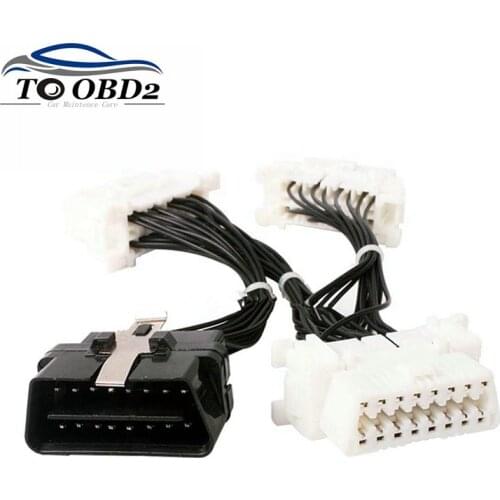 16 pin OBDII OBD 2 OBD2 Splitter Extension Cable Male to Three Female Y Cable OBD2 Adapter 1 to 3 Wire White color Car Connector