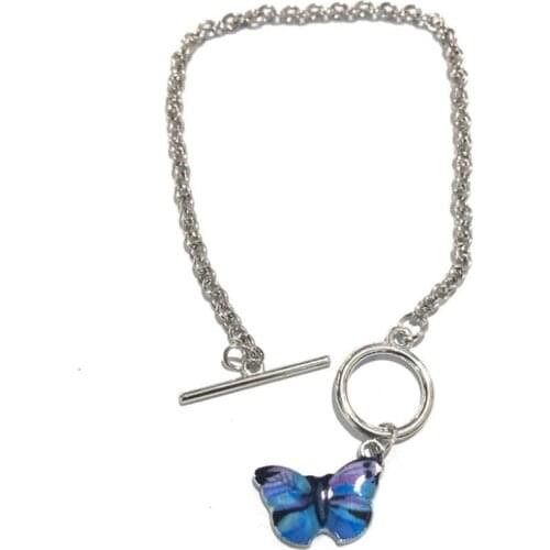 2 PCS Charming Blue Butterfly Bracelets For Women Jewelry 2021 Trendy Chain Bracelet Girls Party Accessories Promotion