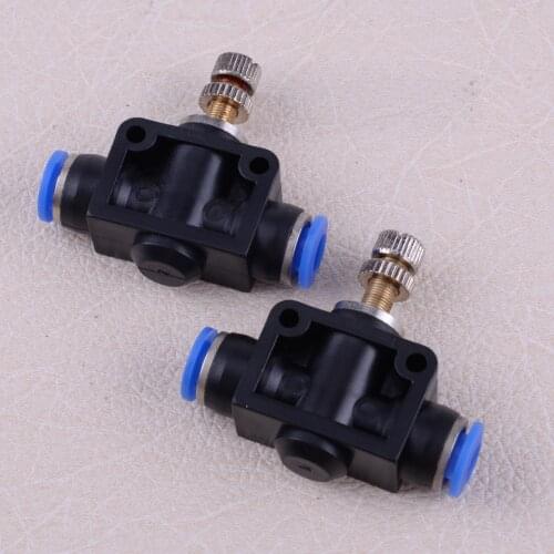 LETAOSK 2Pcs Air Flow 6mm 1/4" OD Speed Controller Valve Pneumatic Push In Fitting Air Hose Tube