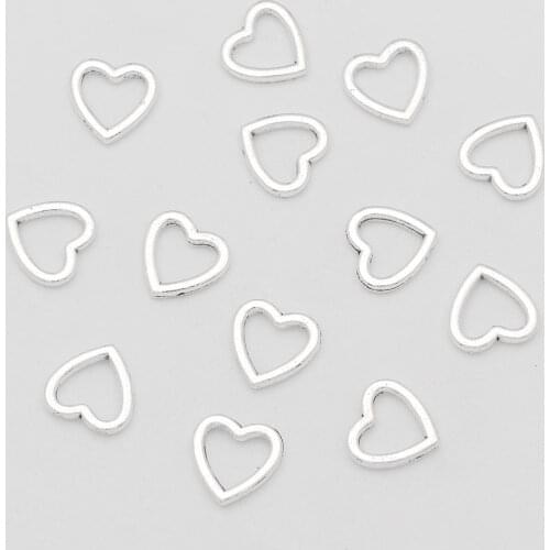 30PCS/lots Stainless Steel Small Hollow Heart Charms For Jewelry DIY Making Silver Love Heart Charm Pendants Accessories