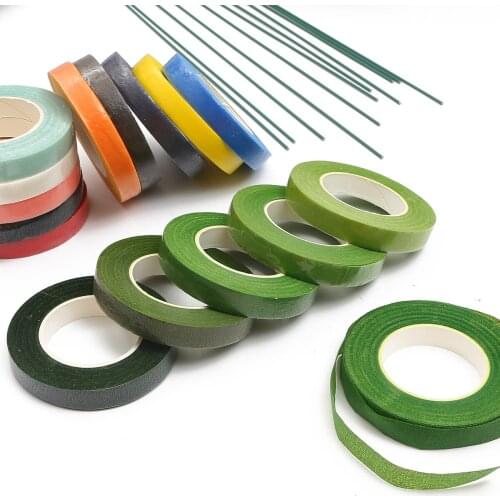 30 Yards/Roll 1.2CM Width Artificial Flower Wrapping Tape Self-adhesive Green Paper Tape For DIY Flower Stem Wrap Decoration