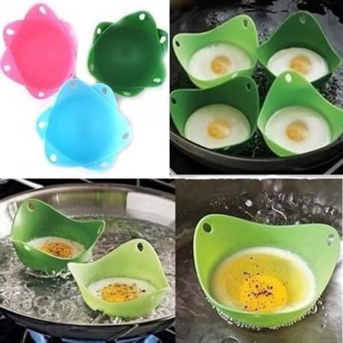 4 Pcs/Set Silicone Egg Poaching Cups With Ring Standers Eggs Cooking for Microwave Stovetop FBE2