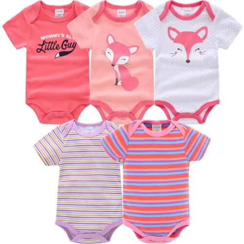5pcs/Lot Baby Girl Boy Bodysuit 0-12M Knitted Cotton Ropa de bebe Comfortable Summer Newborn Baby Clothes Short Sleeve body bebe