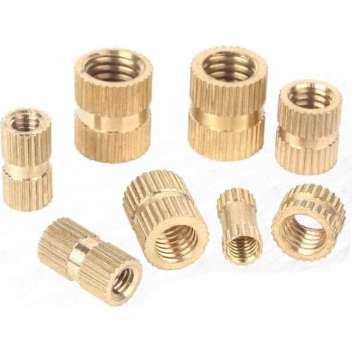 50pcs Brass Insert nut M5 Double Pass Injection Molding brass knurled thread inserts nuts copper nut M5*5/6/8/10mm OD=6.3/7.2mm