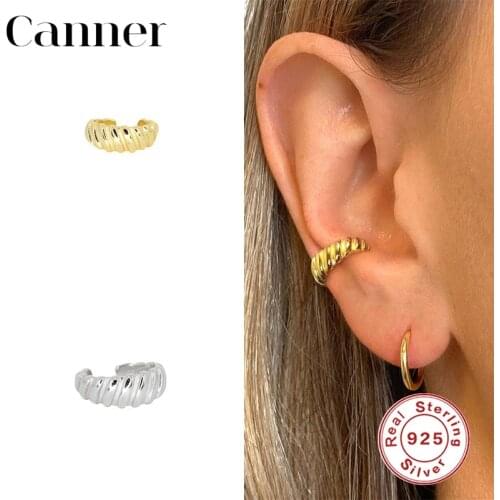 Canner 1pcs 925 Sterling Silver Ear Cuff Clip On Earrings Non Piercing Twist Cartilage Earbone Earings Korean Jewelry Earcuff W5