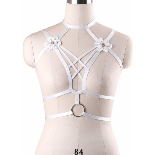 White Wedding Garters Womens Adjustable Polyester Body Harness Belt Sexy Crop Top Lingerie Bondage Harness Body Cage DO0598