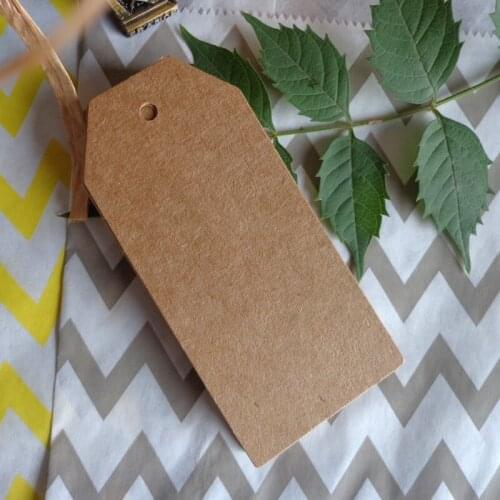 100pcs Trapezoid Kraft Cardboard Gift Tag Wedding Favor Tag Price Label Party Hang Tag Hemp String Included
