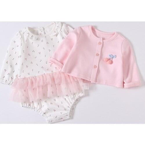 Newborn Toddler Infant Baby Girls Lace Bodysuits+Coat 2Pcs/Set Baby Outfits Set Casual Baby Clothes Sets 0-2Y