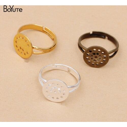 BoYuTe Custom Made (200 Pieces/Lot) Metal Brass 12MM Flat Ring Base Adjustable Ring Settings Diy Handmade Jewelry Accessories
