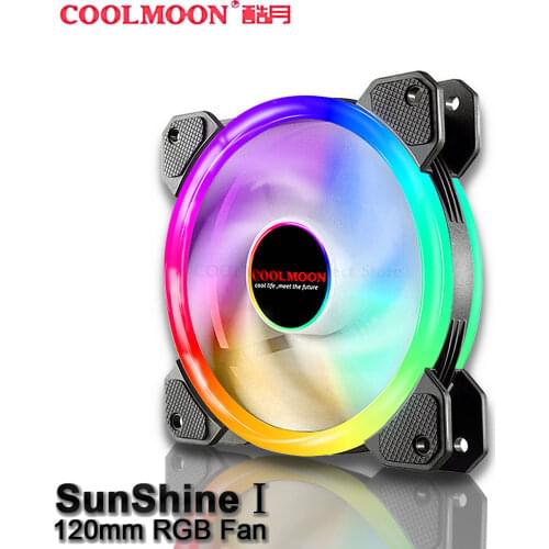 COOLMOON 120mm Case Fans RGB Fan Aurora Eclipse 5V A-RGB Chassis Quiet Fan Control Water Cooler Custom SunShine