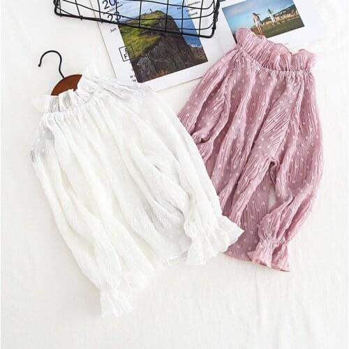 DFXD Princess Costume Baby Girls Blouses 2020 Spring Embroidery Long Sleeve Lace Blouse Shirt 1-5T Kids Tops Children Clothes