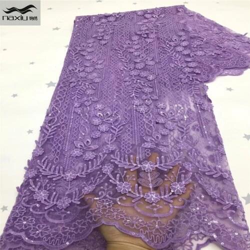 Madison French Tulle Sequins African Lace Fabric 2021 High Quality Embroidery Net Materials 5 Yards Nigerian Lace Fabric