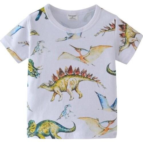 Funnygame Animals Printed Dinosaurs Boys Summer T shirts Fashion New Arrival Baby Clothing Hot Selling Kids Tees Tops