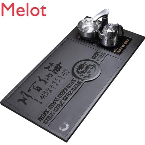Wujin Stone Tea Tray with Induction Cooker Integrated Simple Tea Set Household Automatic Kettle Tea Ceremony Tea Table