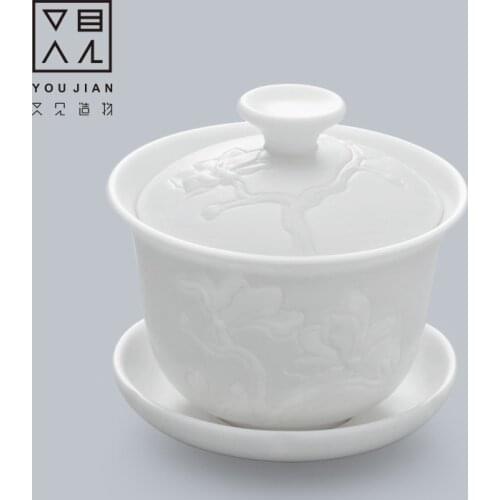Chinese Traditions Gai Wan Tea Set Bone Kung Fu TeaSet Gaiwan Tea Cup Porcelain Bowl For Travel Beautiful And Easy Kettle