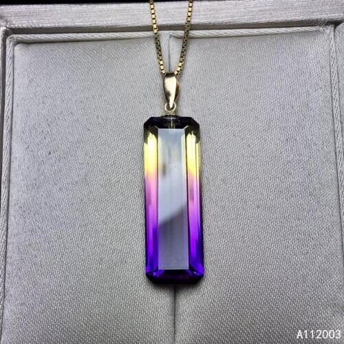KJJEAXCMY Fine Jewelry 18K Gold Inlaid Ametrine Female Pendant Necklace Luxury Hot Selling with Box