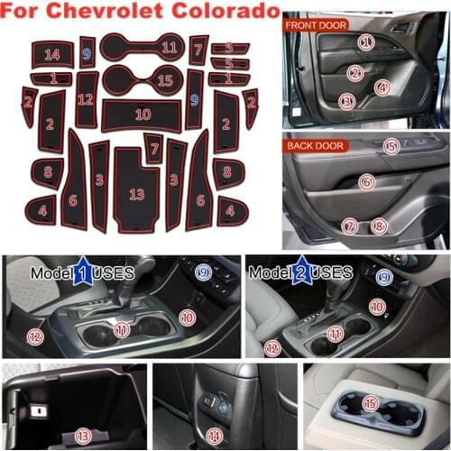 For Chevrolet Colorado GMC Canyon2015-2021Rubber Mat Lnterior Anti Slip Mat Door Slot Pad Cup Cushion Groove Mat Car Accessories