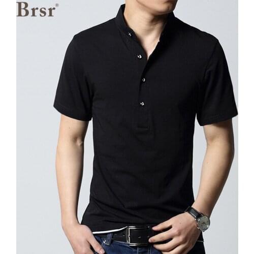 Summer New Arrival Men Clothing Thin Solid Color Casual Slim Fit Short Sleeve Tops Fashion Turn-Down T Shirt Oversized T-shirt