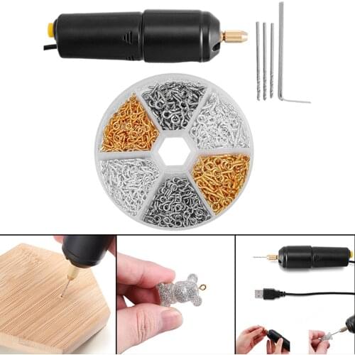 Mini Hand Drill USB Powered Handheld Rotary Drill Set with Twist Drill Bits for Metal Wood Jewelry DIY Mini Electric Drill Tools