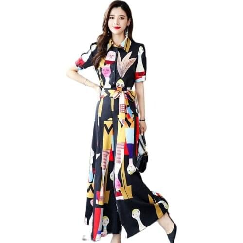 Fashion Short-Sleeved Suit Women 2021 New Trendy Summer Shirt Tops Women Wide-Leg Pants Plus Size Women Clothing Two Piece Set