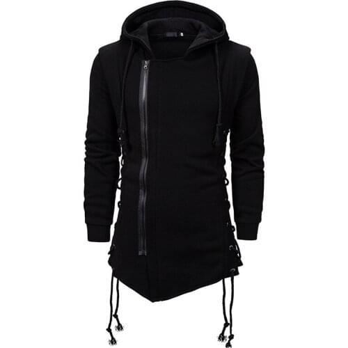Mens Wear Coat Polyester Fleece Long Sleeved Casual Diablo Series Hooded Loose Cardigan Cotton Blended