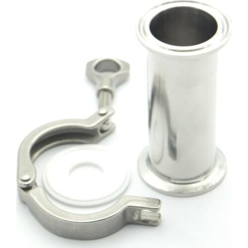 304 Stainless Steel Sanitary Fitting Set 25mm 32mm 38mm 51mm 63mm OD Sanitary Spool Tube Ferrule + PTFE Gasket + Tri Clamp